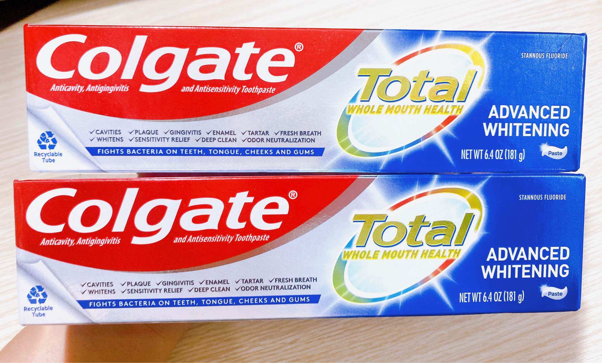 Combo 2 cây kem đánh răng Mỹ Colgate total advanced whitening 181g