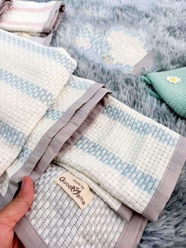 🍁🍁CHĂN LƯỚI VẢI LỤA SỢI TRE GOODMAMA🧶🐳Kích thước: 115x130cm