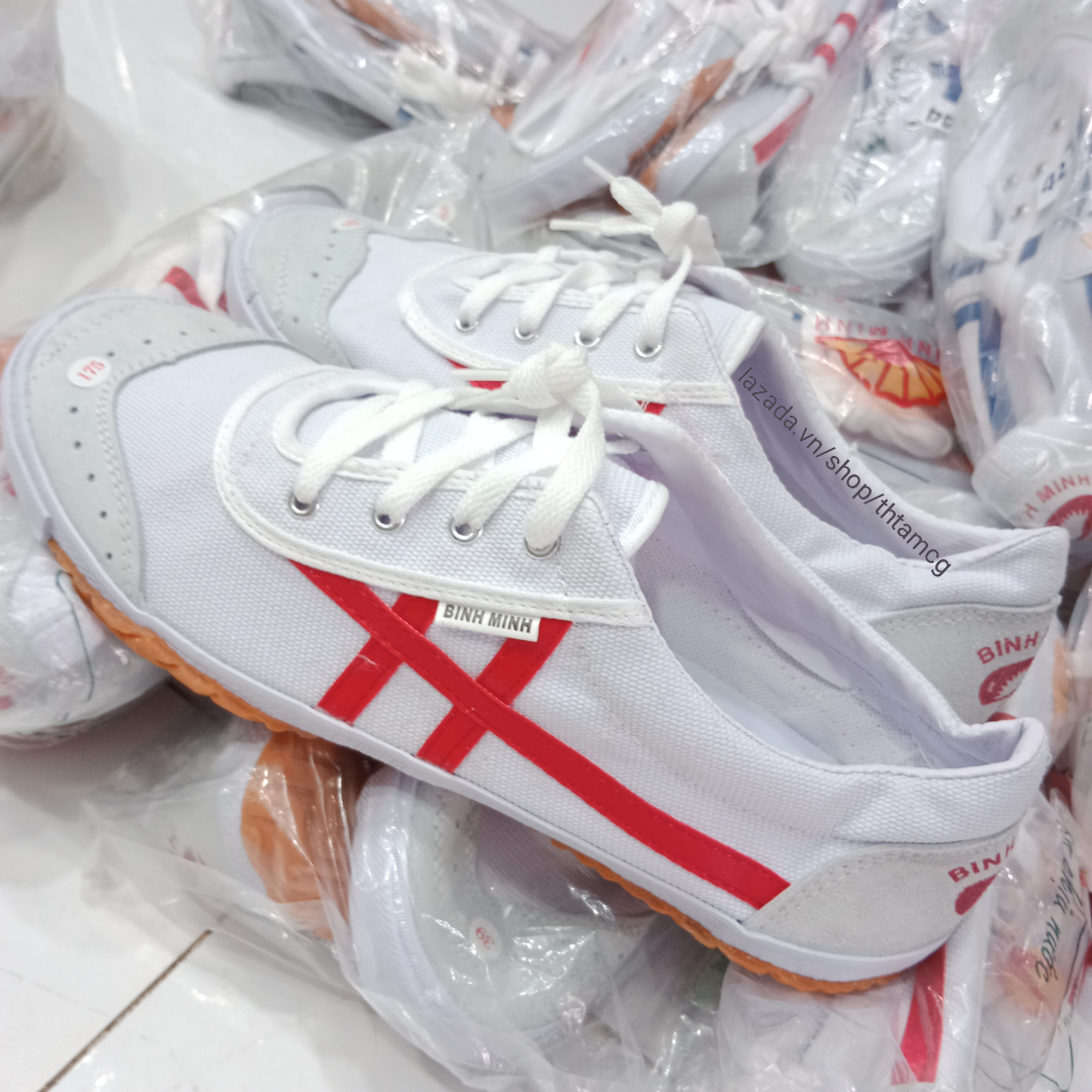 Giày thể dục học sinh sọc xanh đỏ bình minh