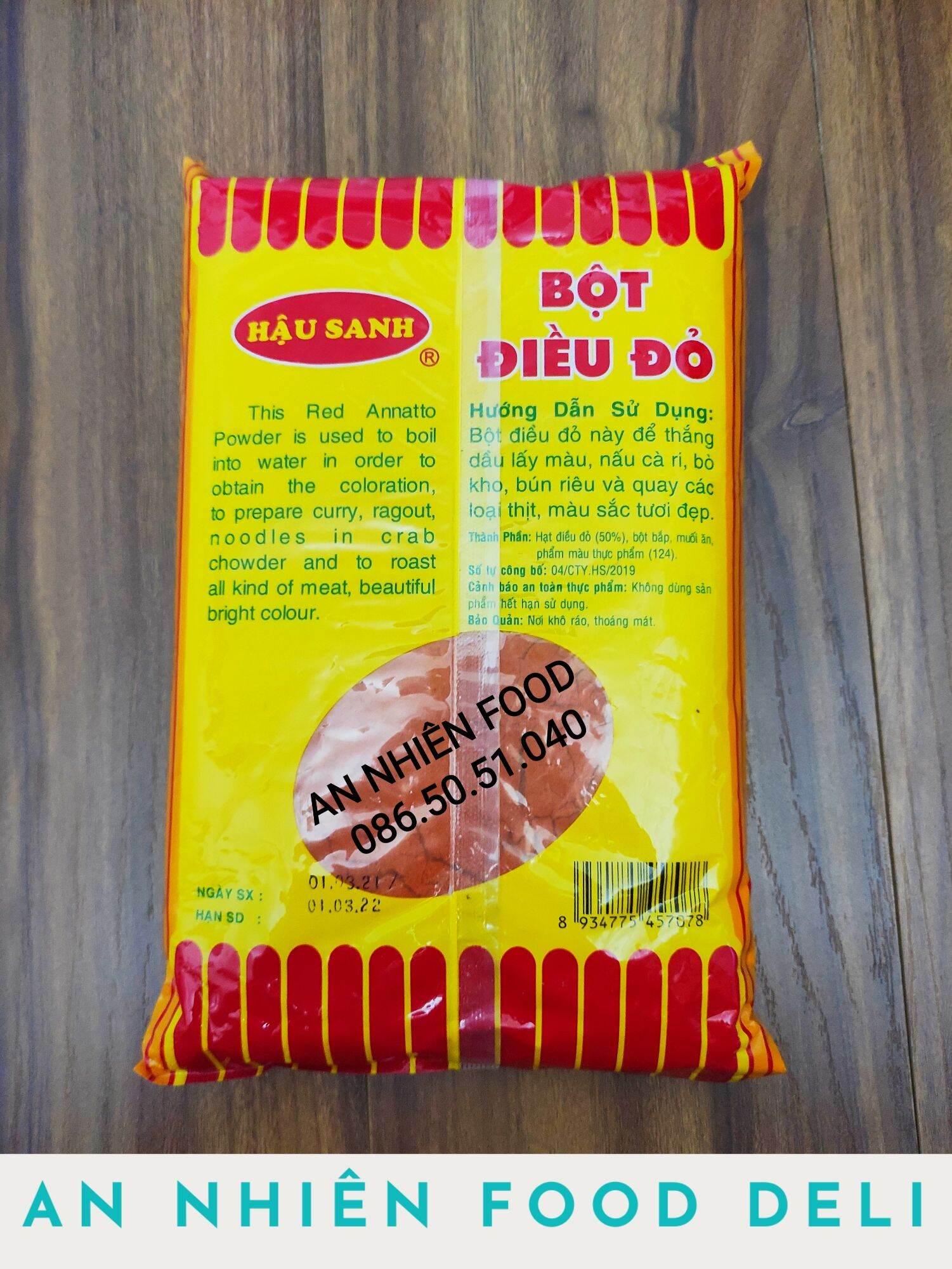 Bột Điều Đỏ Red Annatto Powder Gói 500Gram