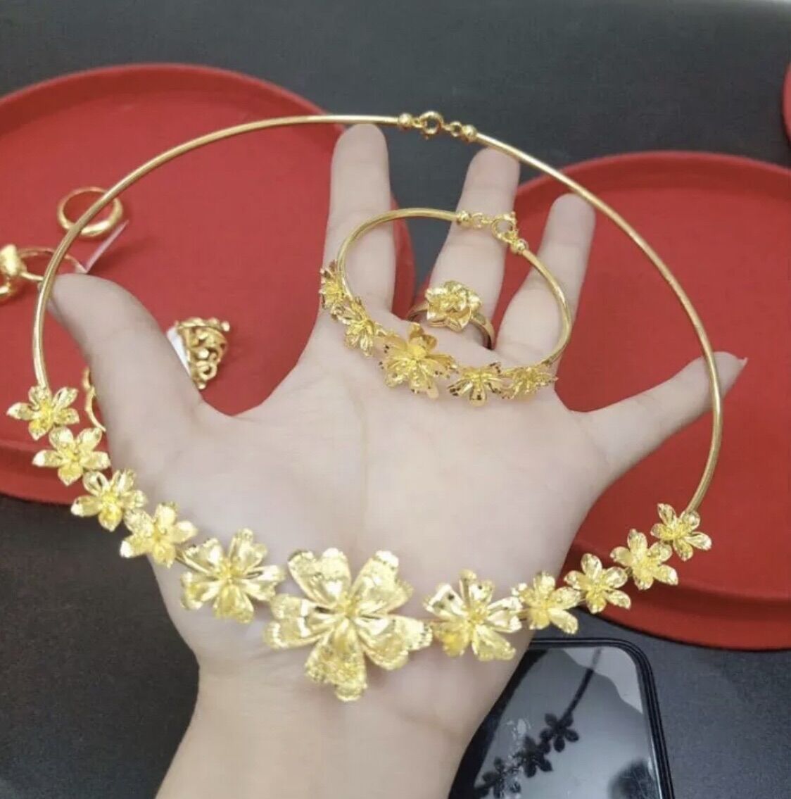 Bộ trang sức cưới mạ vàng 24k cao cấp y hình cực đẹp