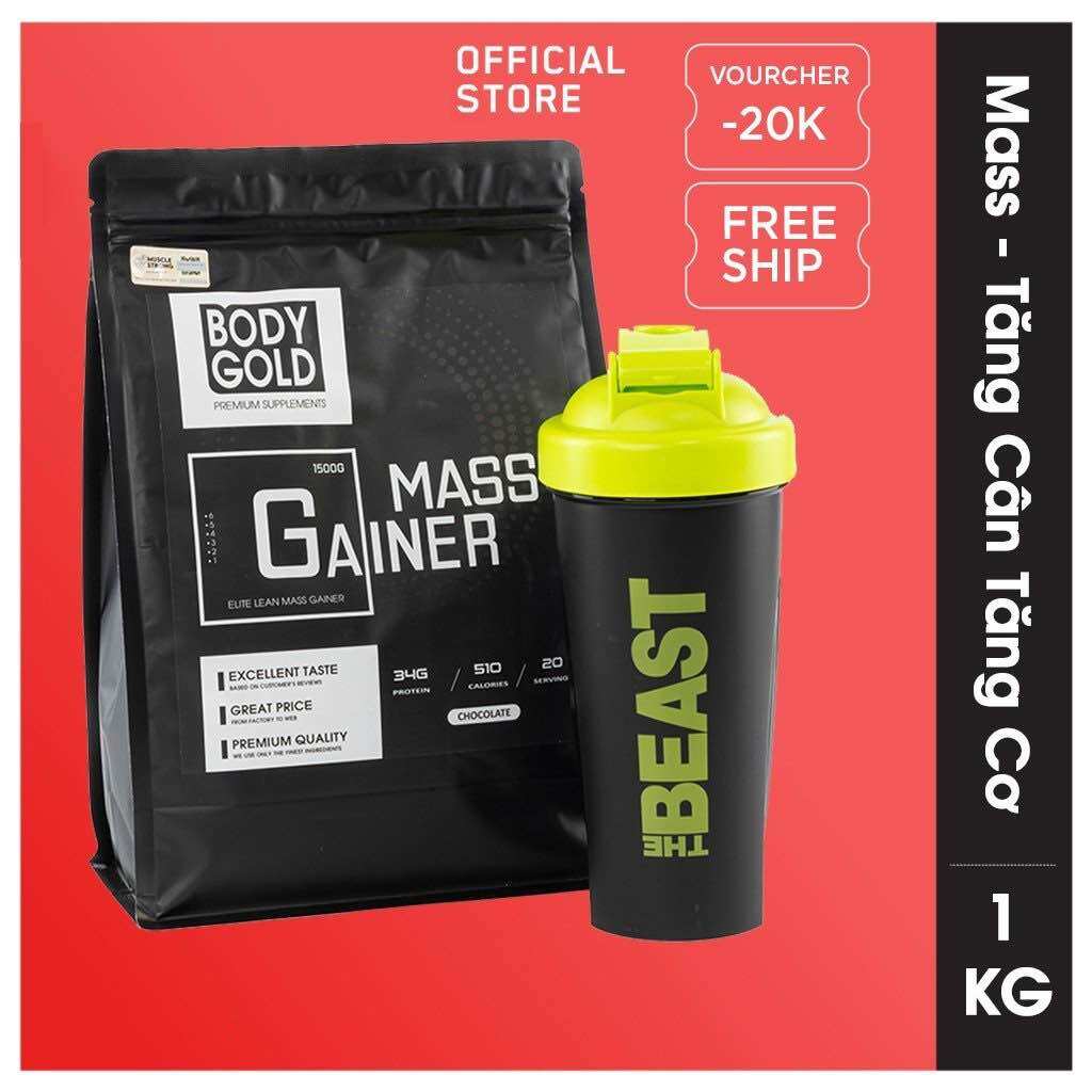 Sữa tăng cân mass gainer body gold 1,5 kg + tặng quà shaker