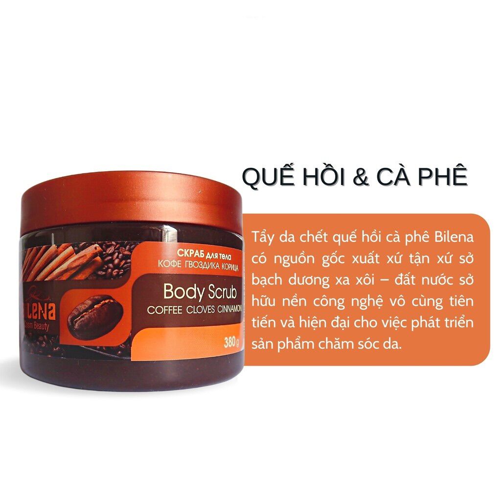 Tẩy tế bào chết quế hồi cà phê bilena 380gr