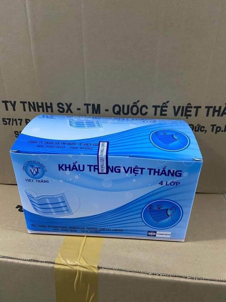[HCM]Khẩu trang y tế 4 lớp kháng khuẩn Quốc Tế Việt Thắng  -  50 cái / hộp