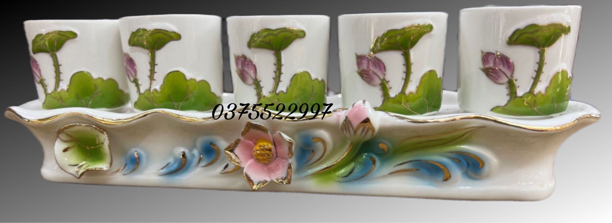 Bộ 3 chung nước màu xanh lá, bộ 5 chung nước màu xanh lá