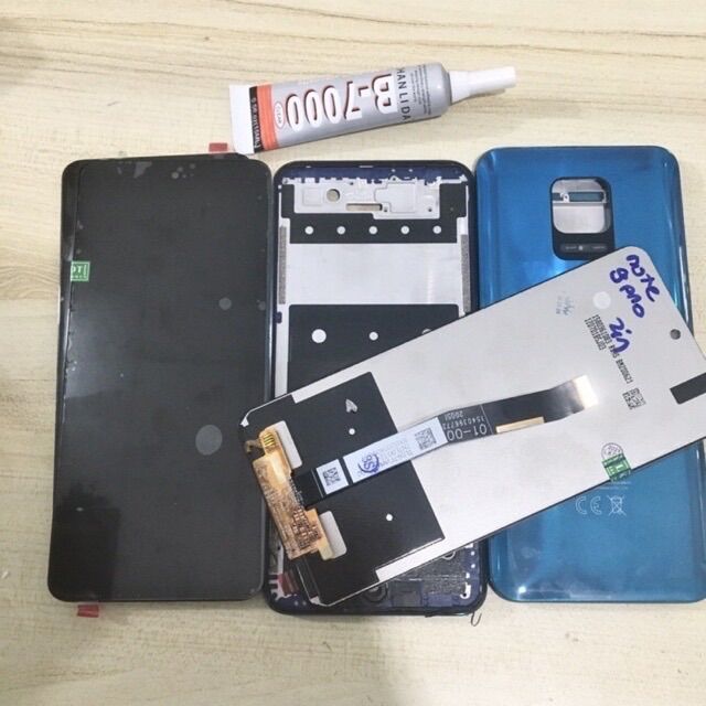 Combo màn hình + bộ vỏ sườn xiaomi redmi note 9s / note 9 pro tặng kèm keo dán b7000