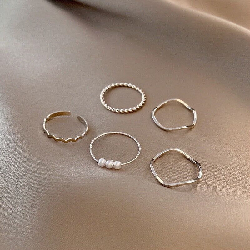 Set 5 nhẫn xinh xắn phong cách Hàn Quốc