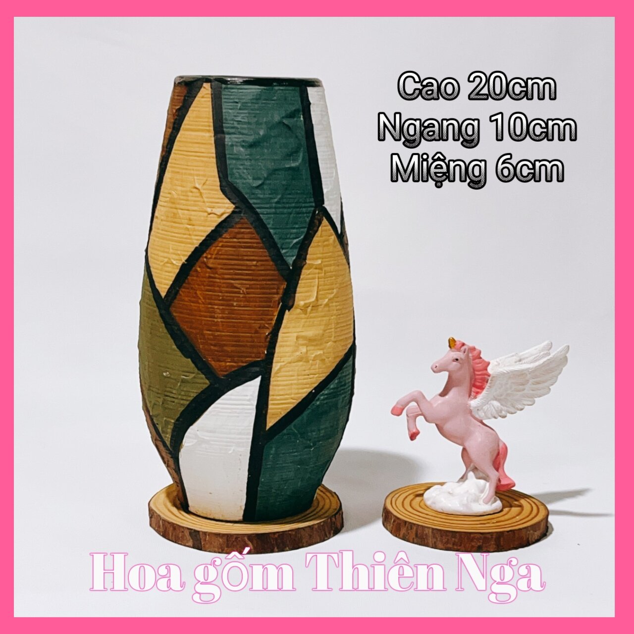 Bình, lọ cắm hoa gốm sứ Bát Tràng cao 20cm