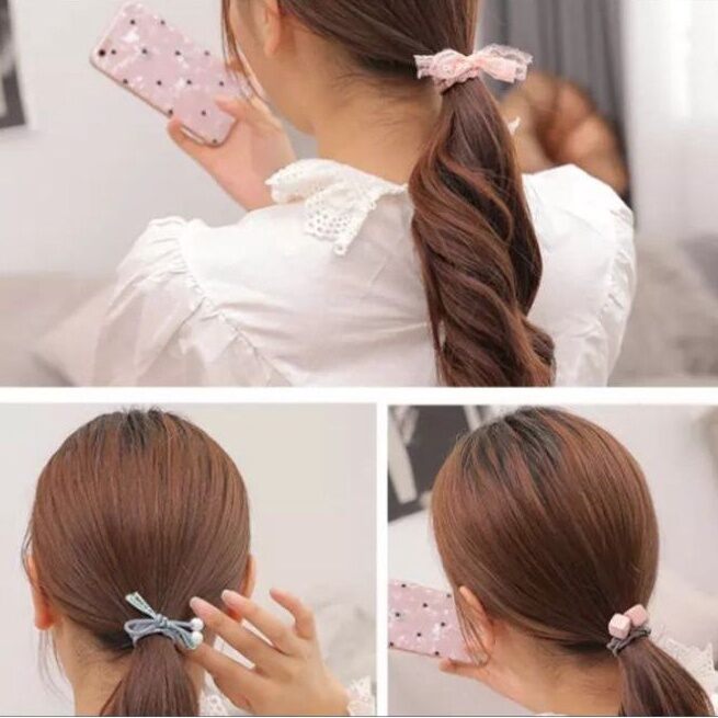 Set 12 dây cột tóc thắt nơ nhiều kiểu buộc tóc phong cách Hàn Quốc