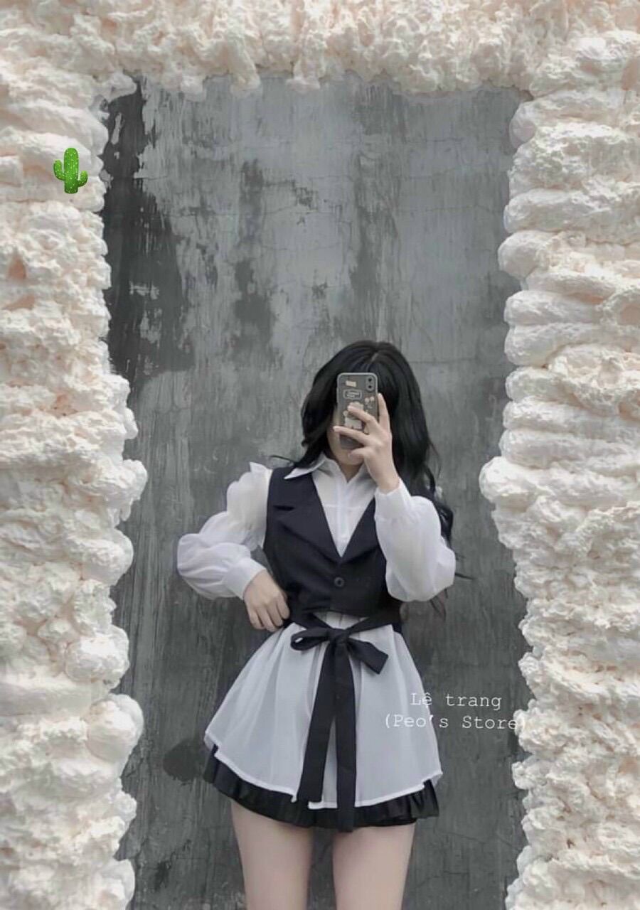 Set áo sơ mi kèm gile xinh