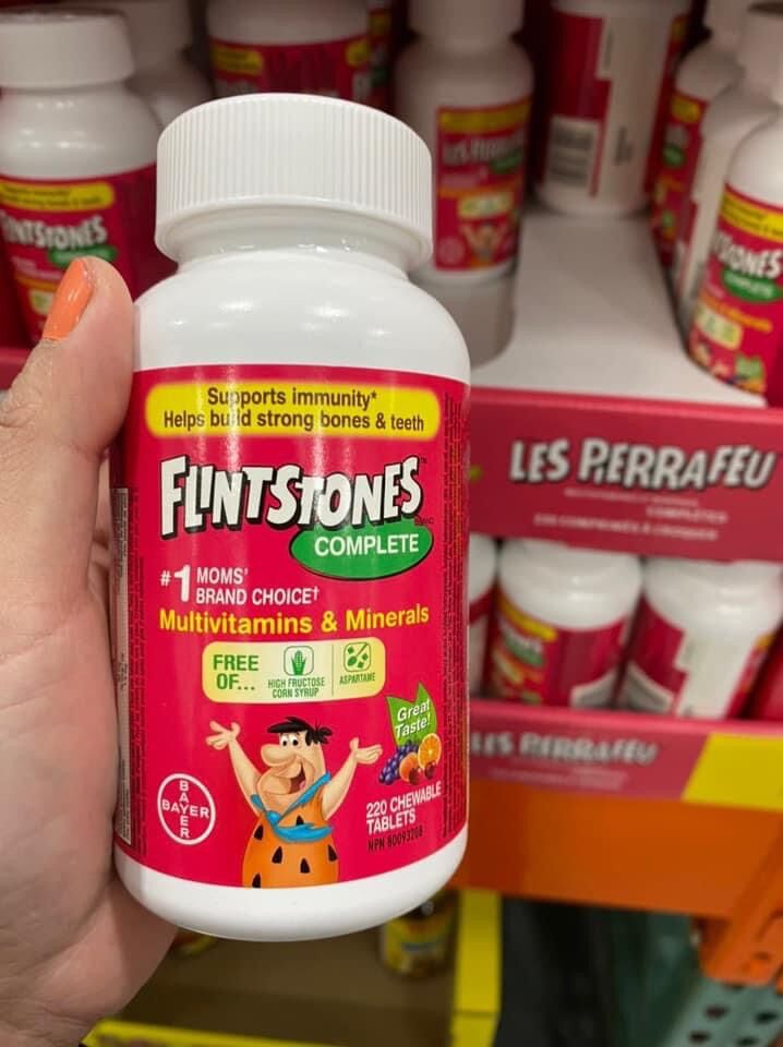 Viên nhai bổ sung vitamin auth tổng hợp cho trẻ từ 3-18 tuổi flintstones complete chewable multivitamins 220 viên