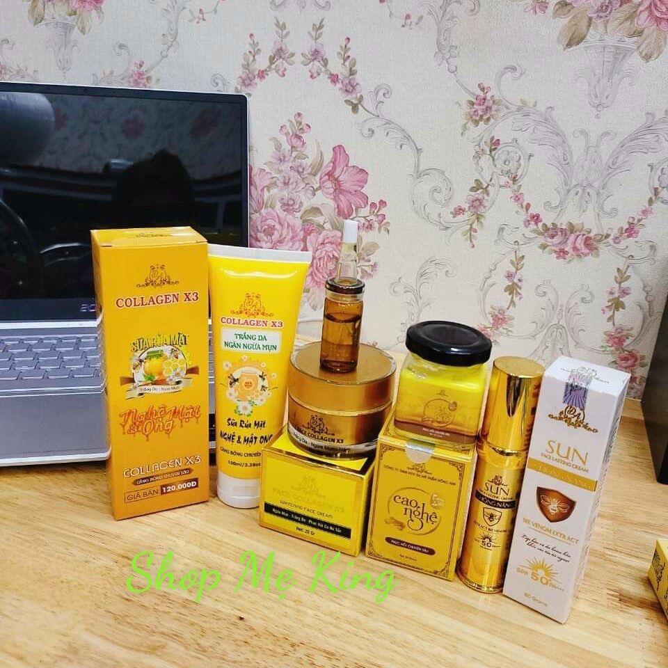 Combo 5sp kem face collagen x3 + serum collagen x3 + cao nghệ collagen x3 + chống nắng collagen x3 + sửa rửa mặt collagen x3