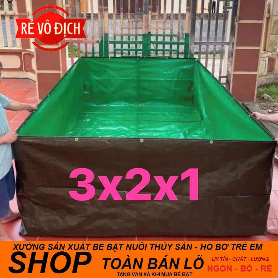 Bể bạt nuôi ốc ếch cá lươn, xanh bộ đội, tặng van xả đáy