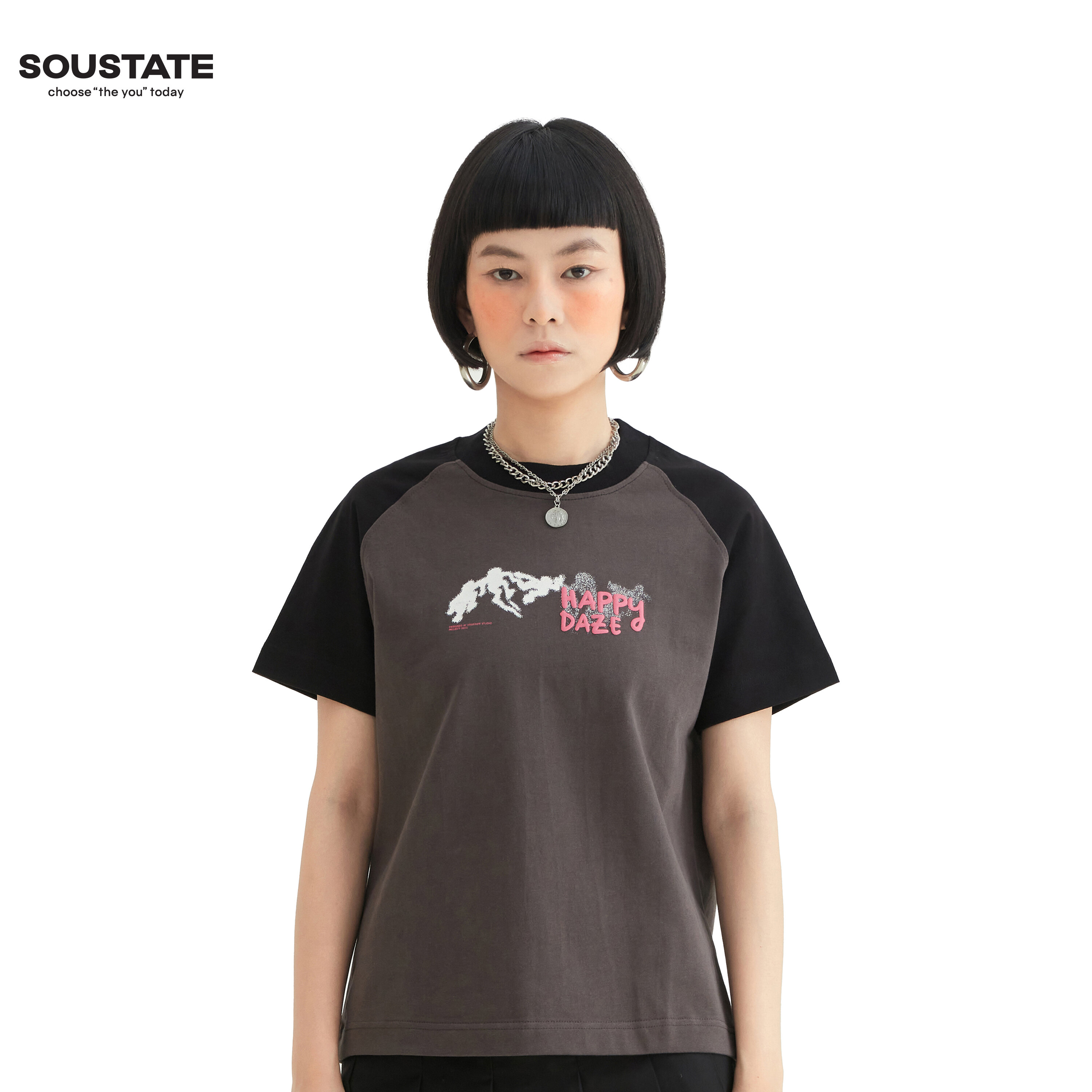 Áo thun classic fit soustate raglan "happy daze"