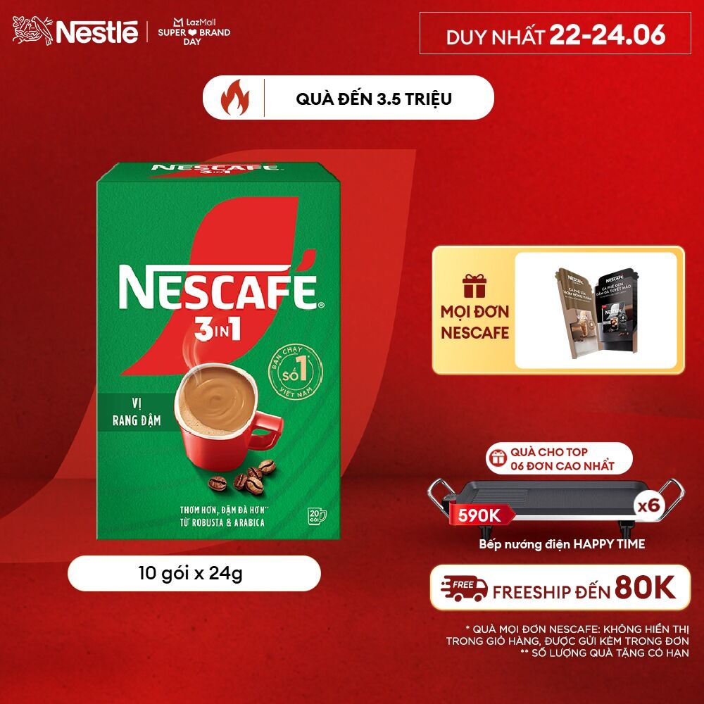 [FREESHIP TOÀN QUỐC] Hộp NESCAFÉ 3in1 VỊ RANG ĐẬM (16g x 20 gói)