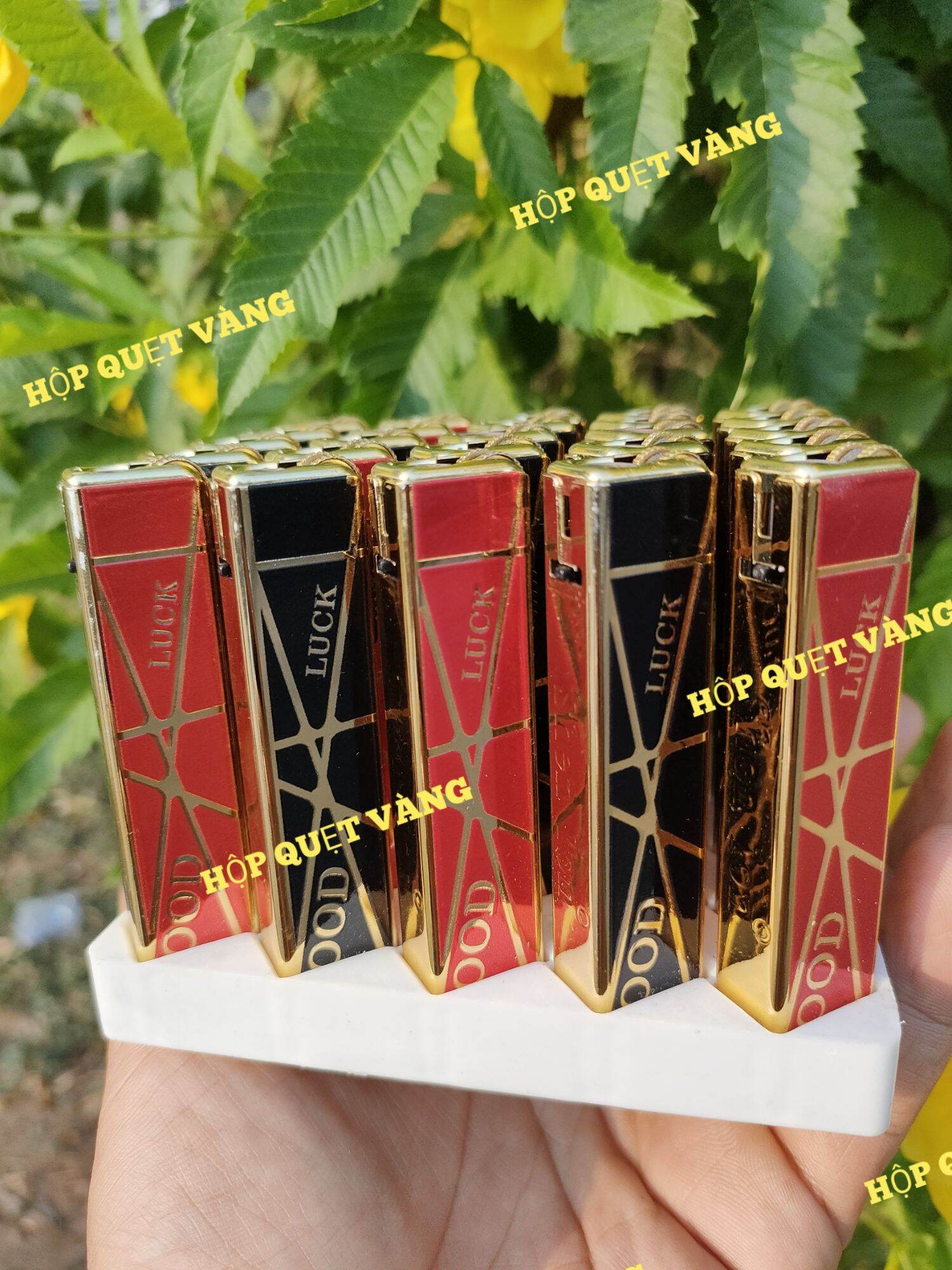 Combo 5 cái Hột quẹt , Bật lửa tia xanh có khóa đứng lửa GOOD LUCK