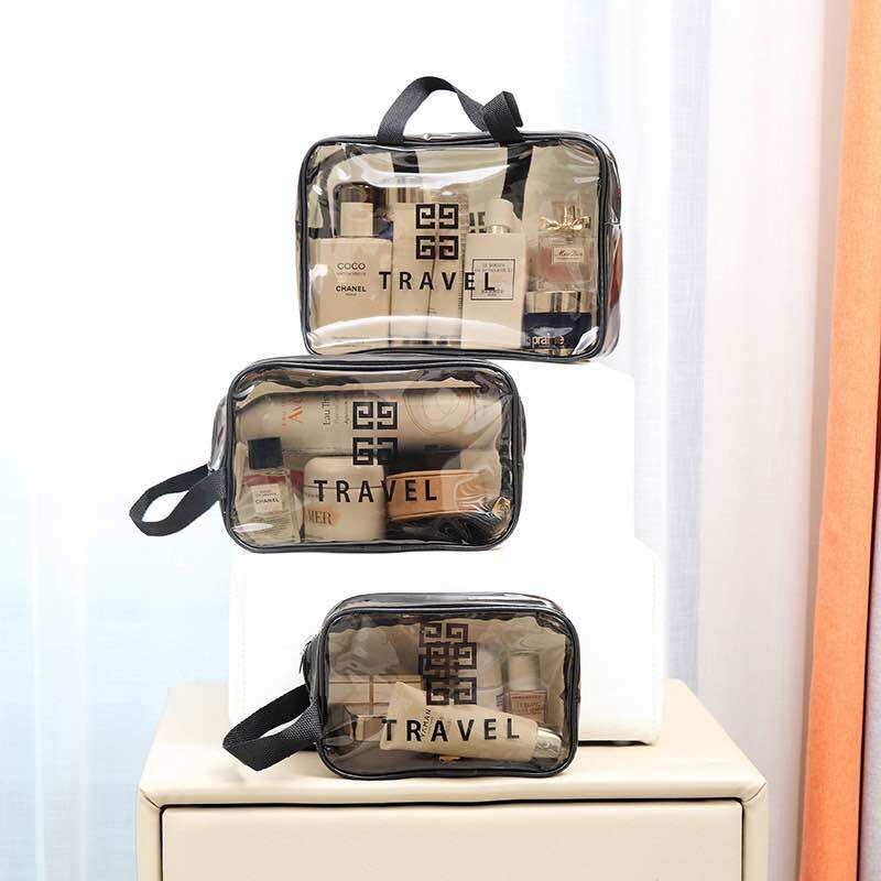 Set 3 túi đen trong suốt đựng đồ cá nhân đi du lịch, công tác