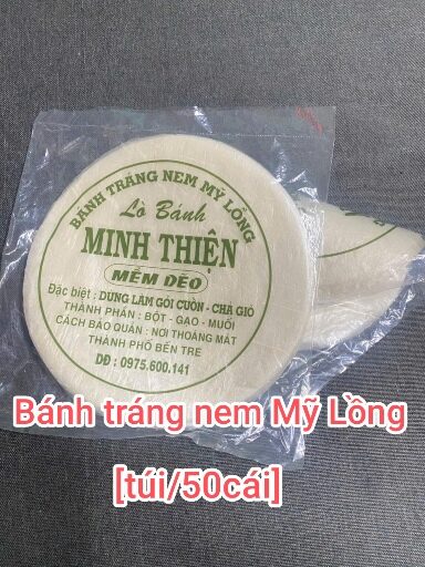 Bánh tráng nem Mỹ Lồng - Minh Thiện, bánh tráng dẻo  [túi/50cái]