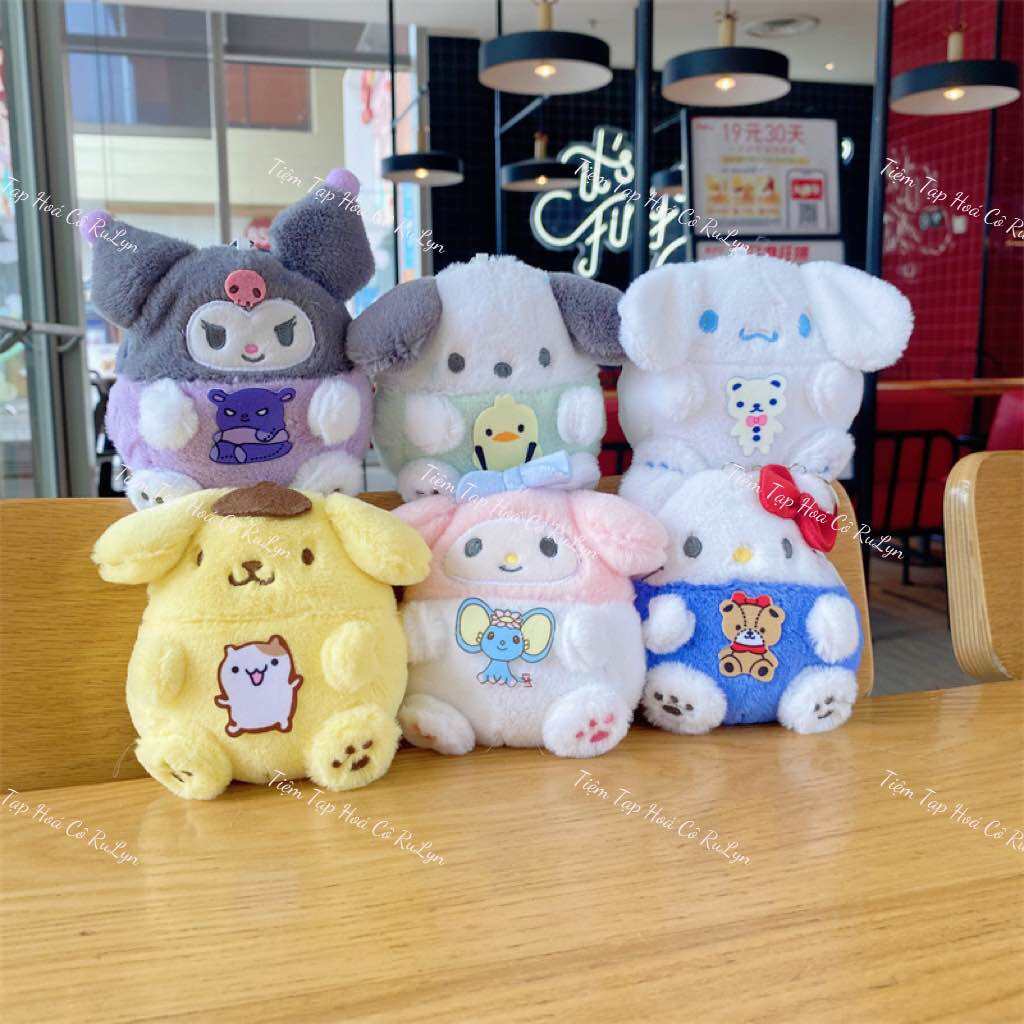 Móc khoá Gấu Bông Có Ngăn Kéo Hình Sanrio, Kuromi, Purin, Melody, Pochacco,Kitty -Đựng Son Đồ Dùng N