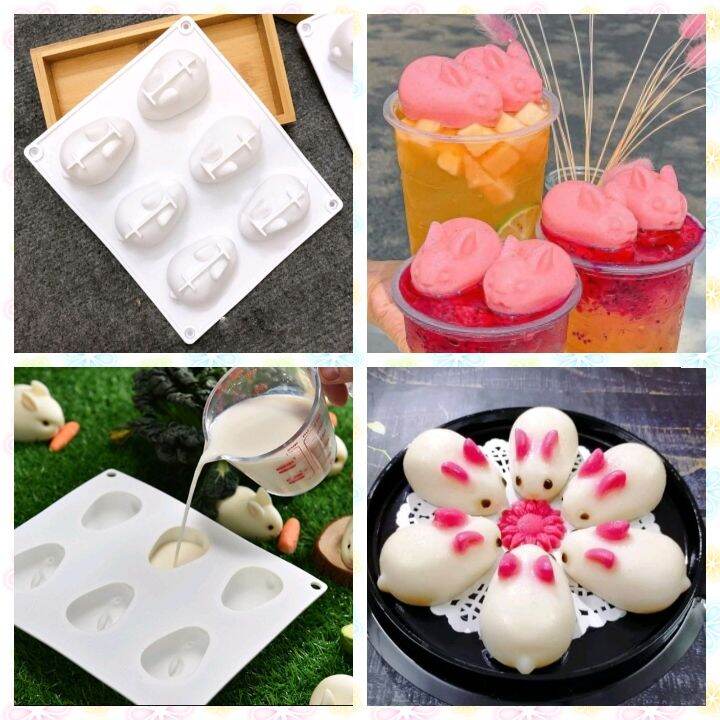 Khuôn silicon thỏ heo phô mai làm bánh thạch rau câu pudding trà sữa ( nhiều phân loại )