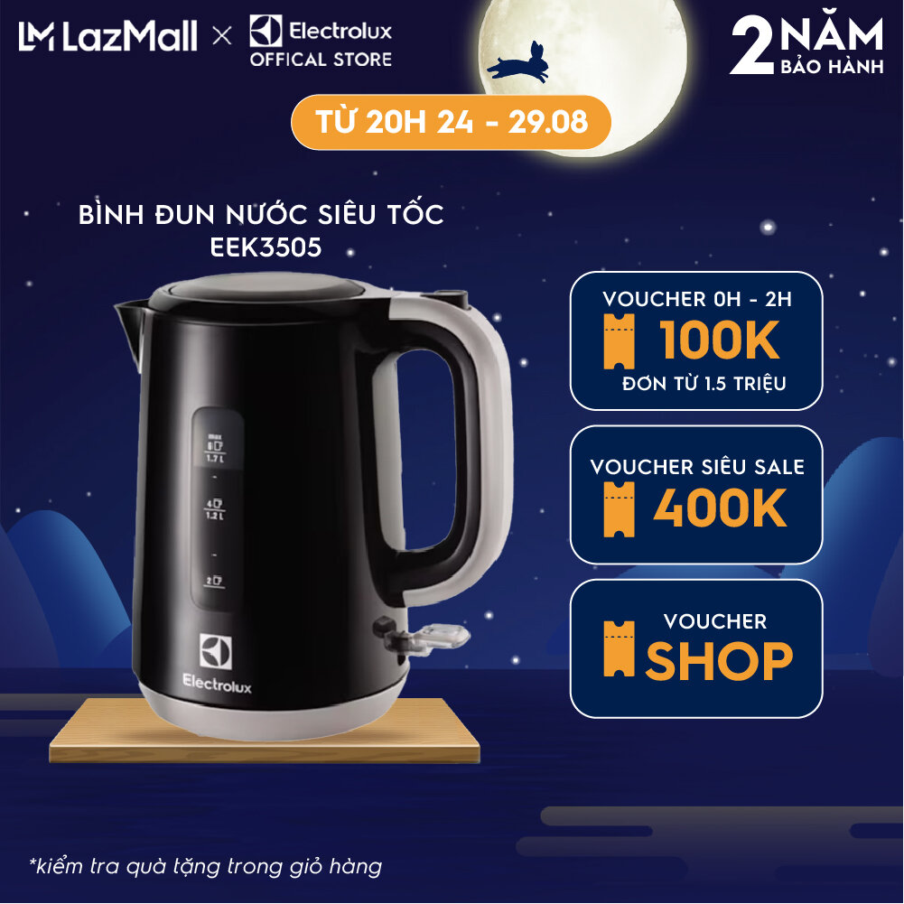 Bình đun nước siêu tốc Electrolux 1.7L EasySense EEK3505, 3 chế độ tự ngắt điện an toàn