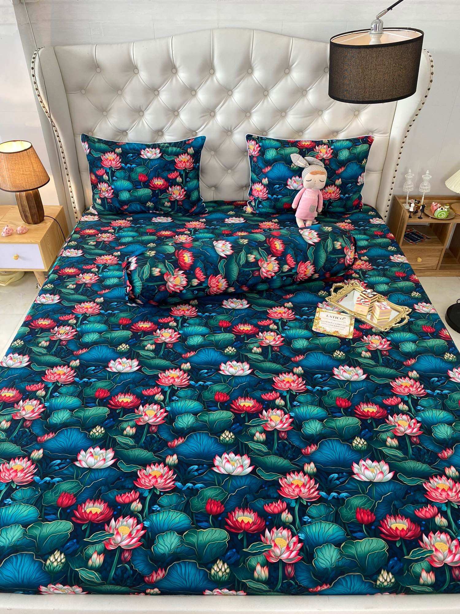 Bộ 4 món drap/ga áo gối THUN LỤA SIÊU LẠNH THÁI LATICO