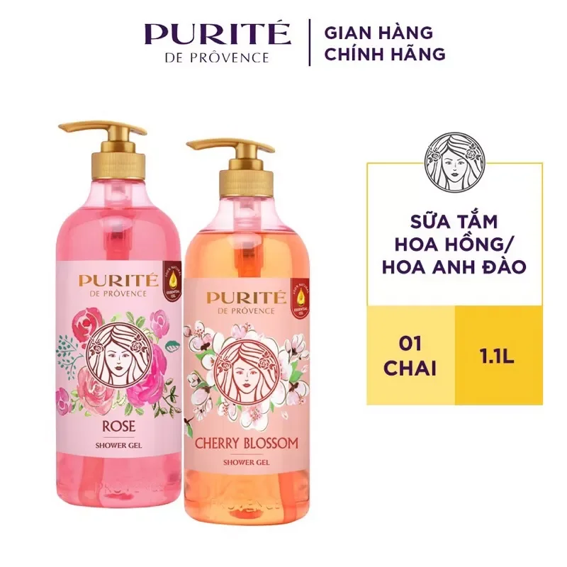 Sữa tắm Purite Hoa Hồng,Anh Đào 1.1L