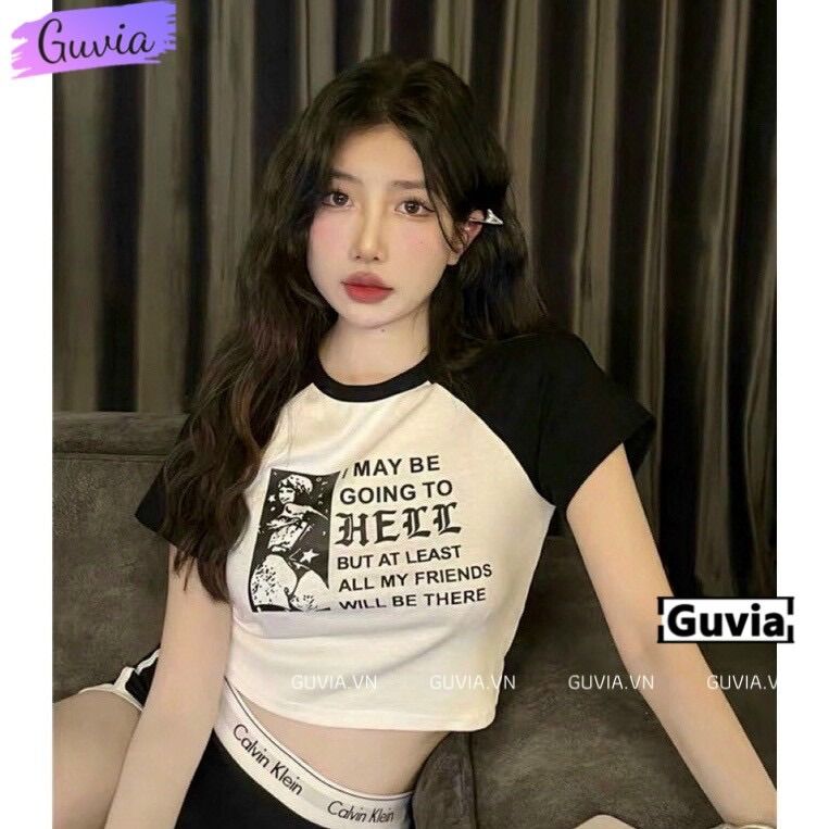 Áo croptop tay ngắn HELL XINH UN