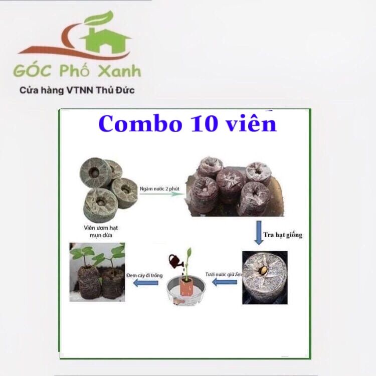 Viên nén xơ dừa ươm hạt combo 10 viên