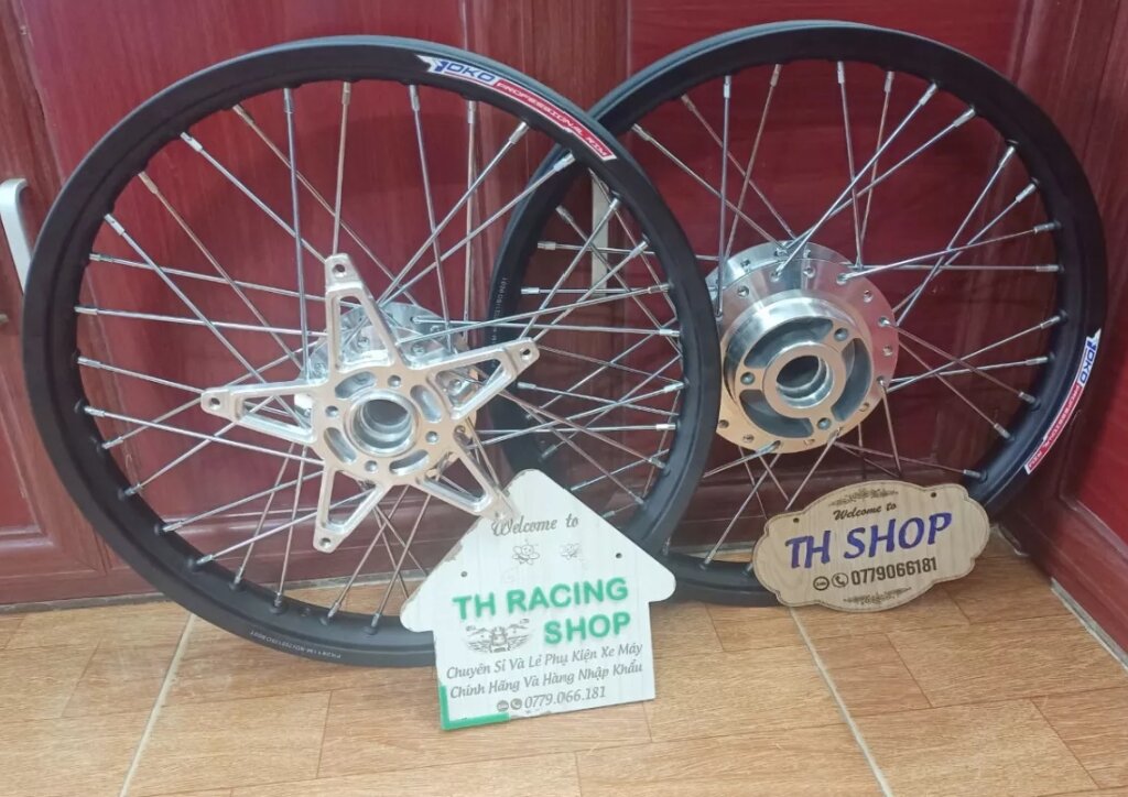 bánh căm raider Satria niềng yoko(có nhiều màu) kèm lòng CNC xài đĩa Zin đã rút căm sẵn gắn như zin 