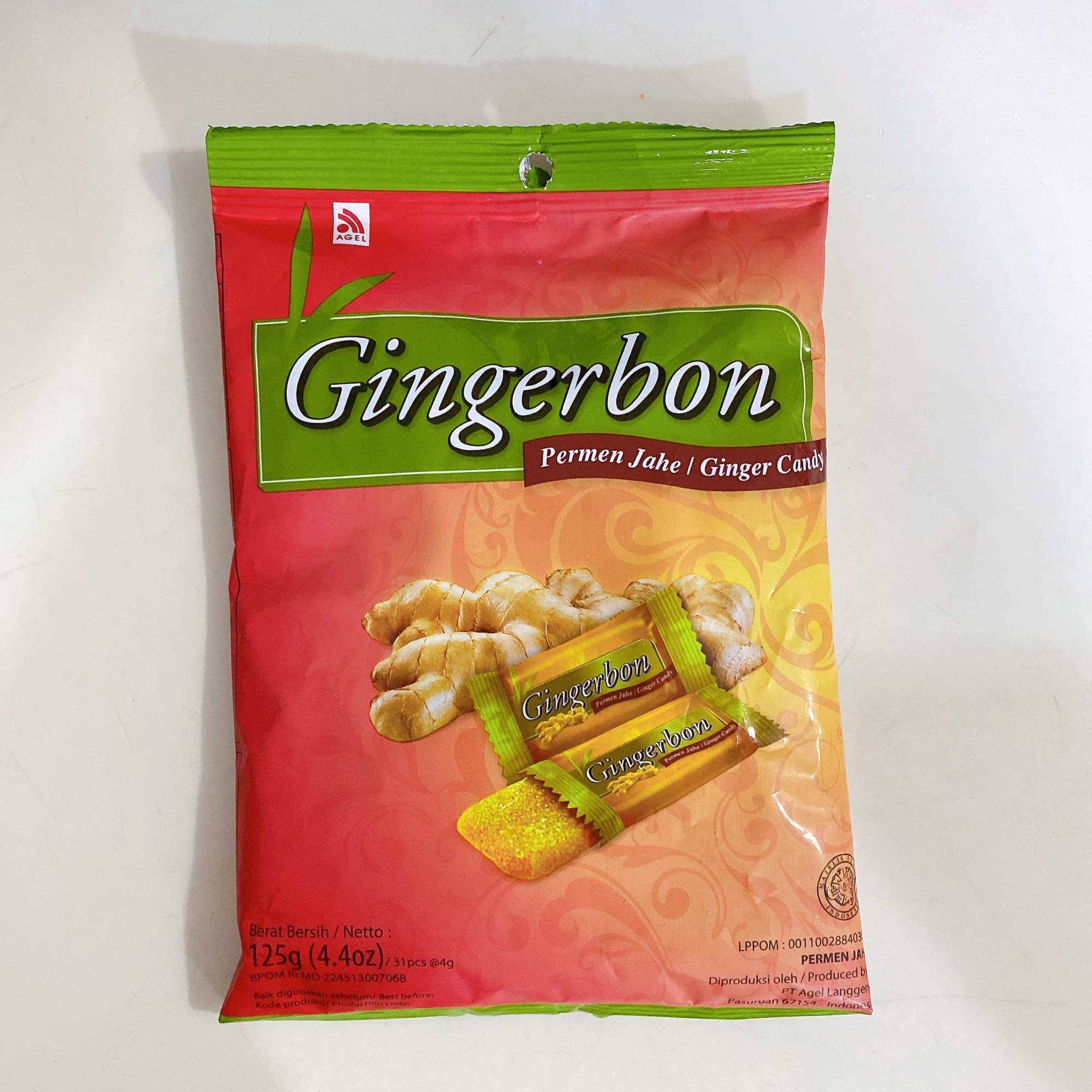 BỊCH 125G ( 31 VIÊN) KẸO MỀM GỪNG GINGERBON HÀN QUỐC. DATE MỚI 18 THÁNG.