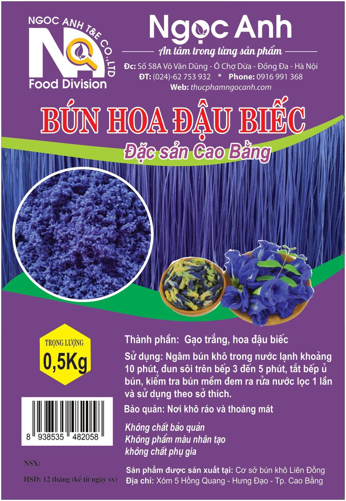 Bún hoa đậu biếc gói 500g - VT00004