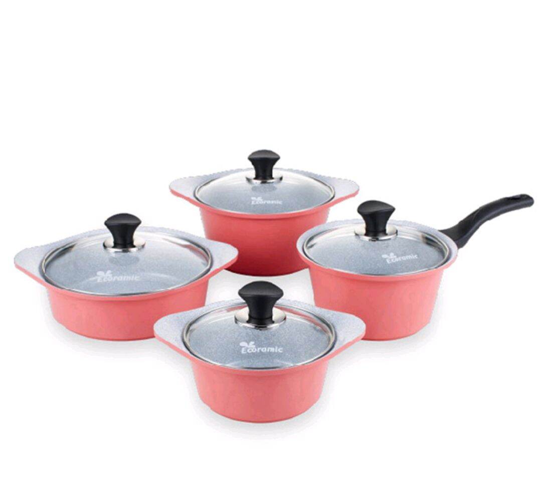 Bộ 4 nồi đá đáy từ ecoramic size 18-20-22-24 cm / đúc nguyên khối /;cam kết chính hãng
