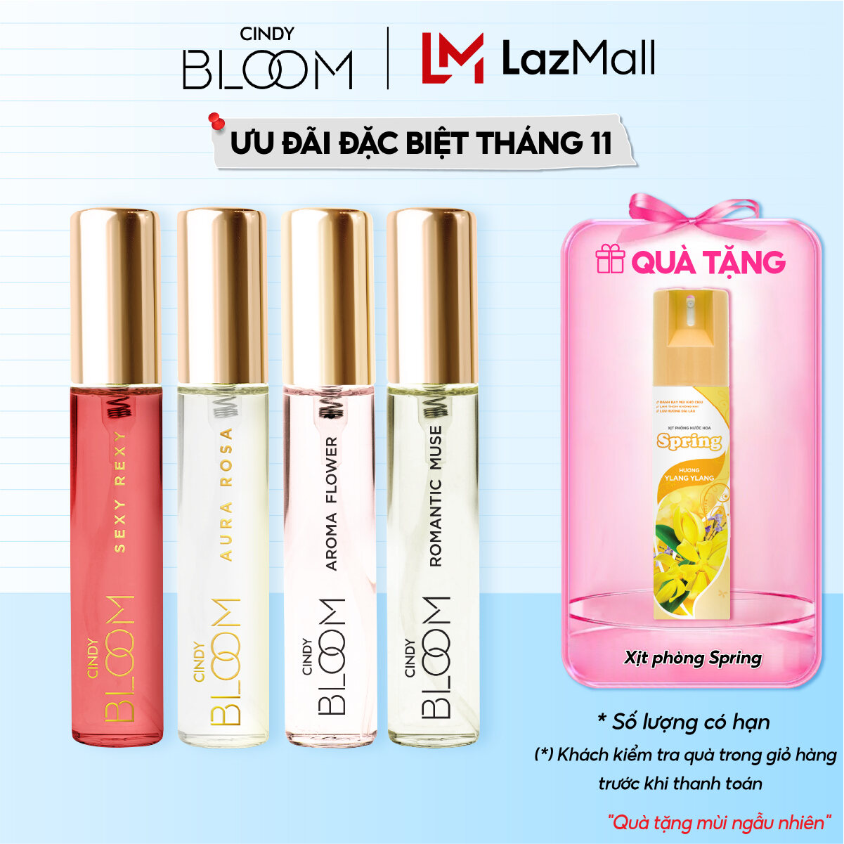 Combo 4 Chai Nước Hoa Nữ Cindy Bloom 10ml/chai Chính Hãng