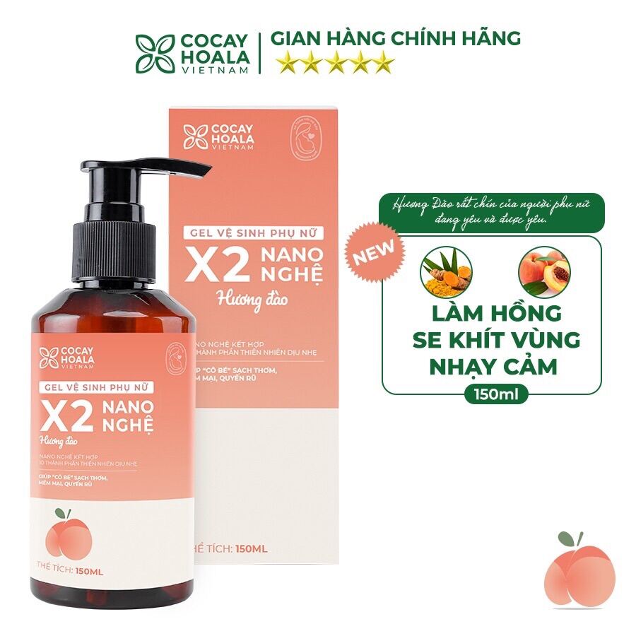 Dung dịch vệ sinh Phụ nữ Gel X2 Nano Nghệ Hương Đào Hồng Mềm Mại Lưu Hương