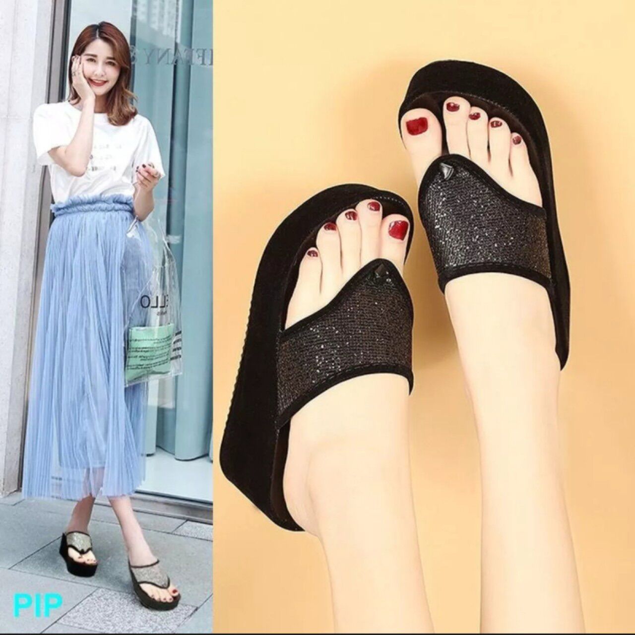Dép xuồng kẹp tam giác đá đế đúc
