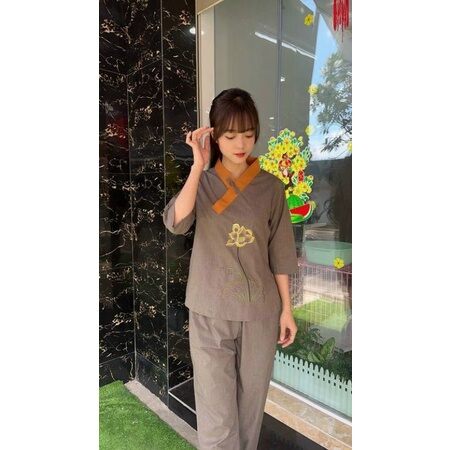ĐỒ LAM ĐI CHÙA - MẪU XÉO CỔ THÊU SEN