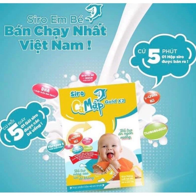 Siro Cá Mập Gold X2 giúp bé mau ăn chóng lớn