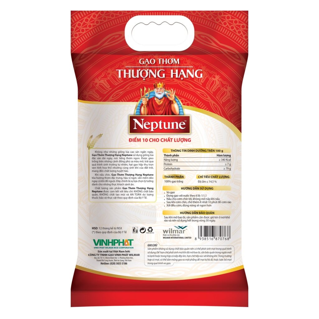 Gạo thơm thượng hạng Neptune túi 5kg