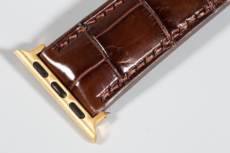 Dây Đồng Hồ Apple Watch Da Cá Sấu Basic Handmade Màu Nâu Đất