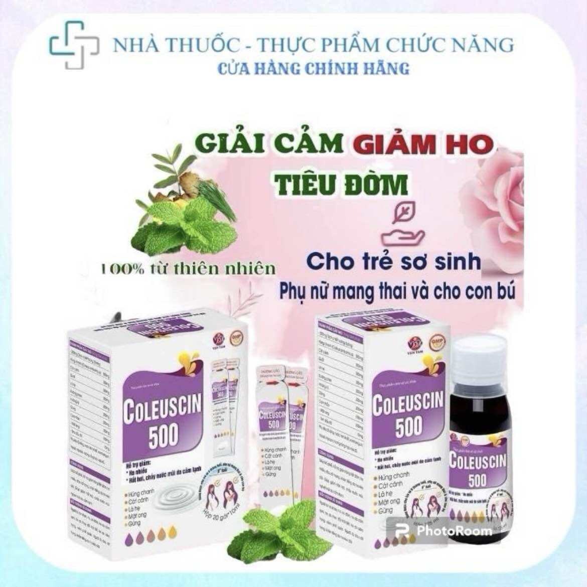 COLEUSCIN 500 Vạn Tam - Siro ho cảm cho bà bầu, trẻ sơ sinh - Giải cảm, giảm ho, hắt hơi