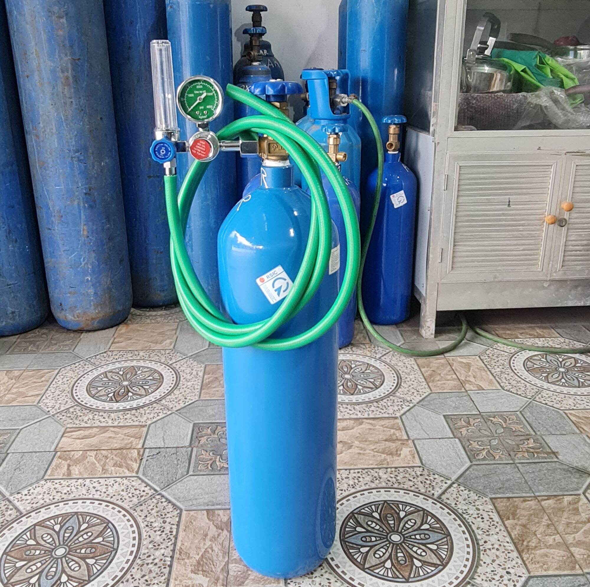 Bình khí Argon hàn Tig 10Lít trọn bộ