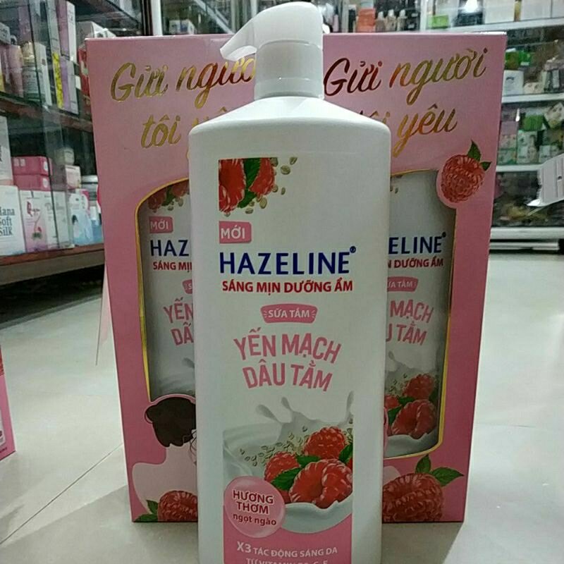 SỮA TẮM HAZELINE 1KG YẾN MẠCH DÂU TẰM, TĂNG HÀM LƯỢNG C GIÚP SÁNG MỊN DA