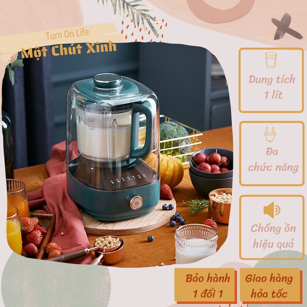 Máy làm sữa hạt bear pbj-b06w1- máy xay đa năng, cách âm không gây ồn, dung tích 1l dùng cho 3-5 người