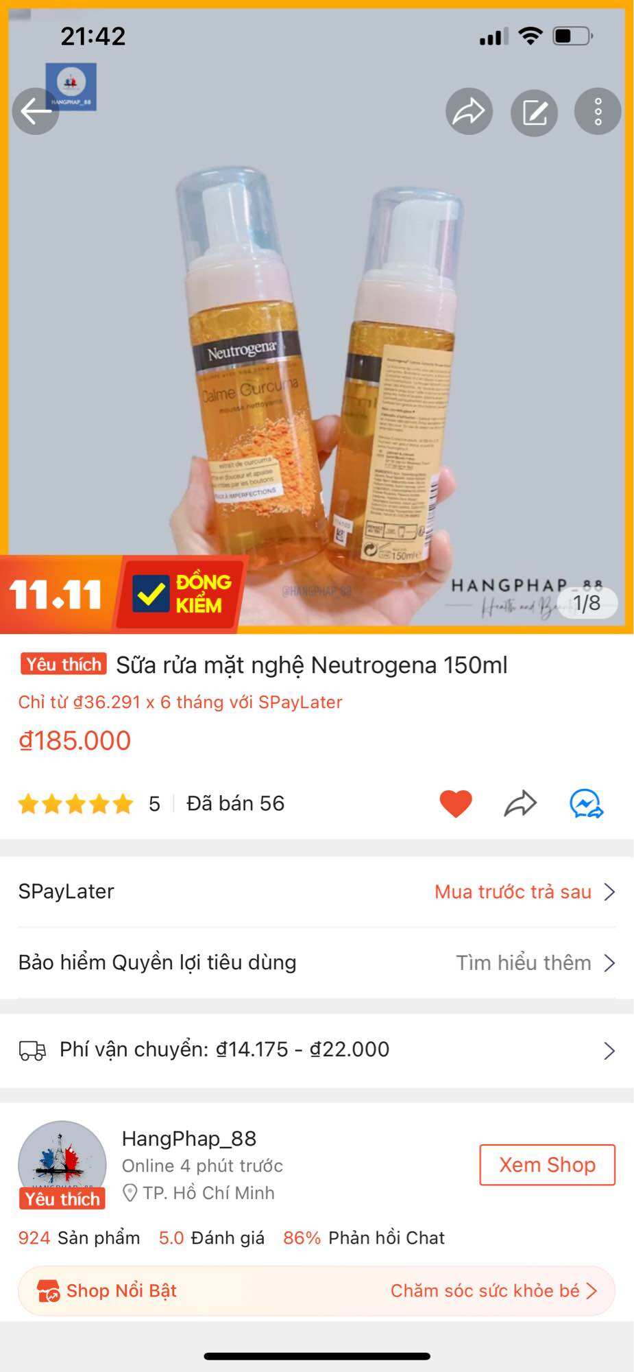 Sữa rửa mặt tinh chất nghệ  Neutrogena 150ml