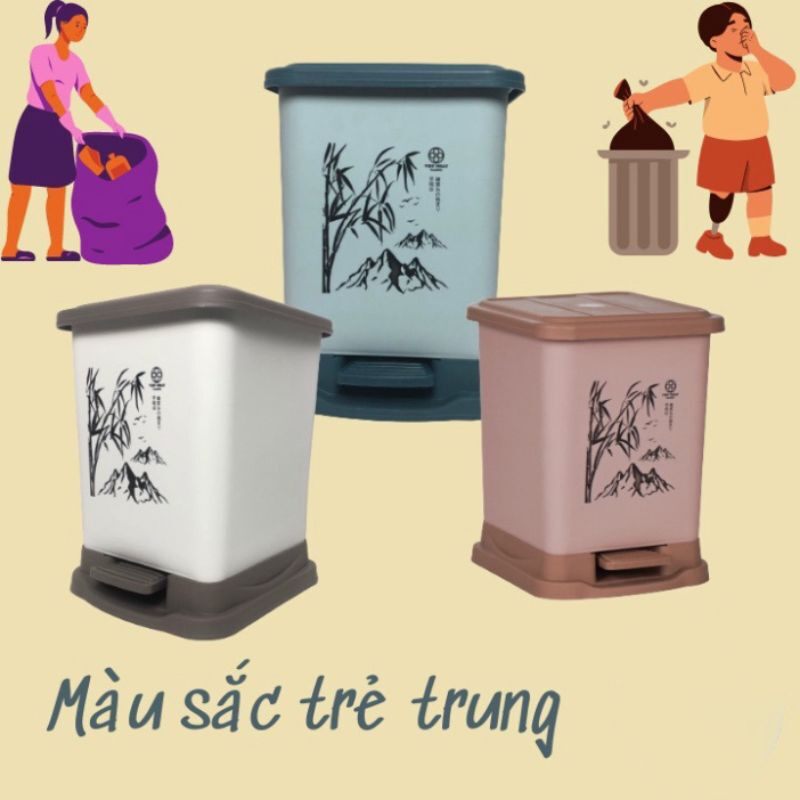 thùng rác bật nắp vuông thông minh:5 lít-7 lít