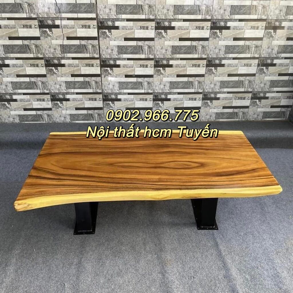 Bàn gỗ me tây chân sắt cao cấp.  Dài 1m7