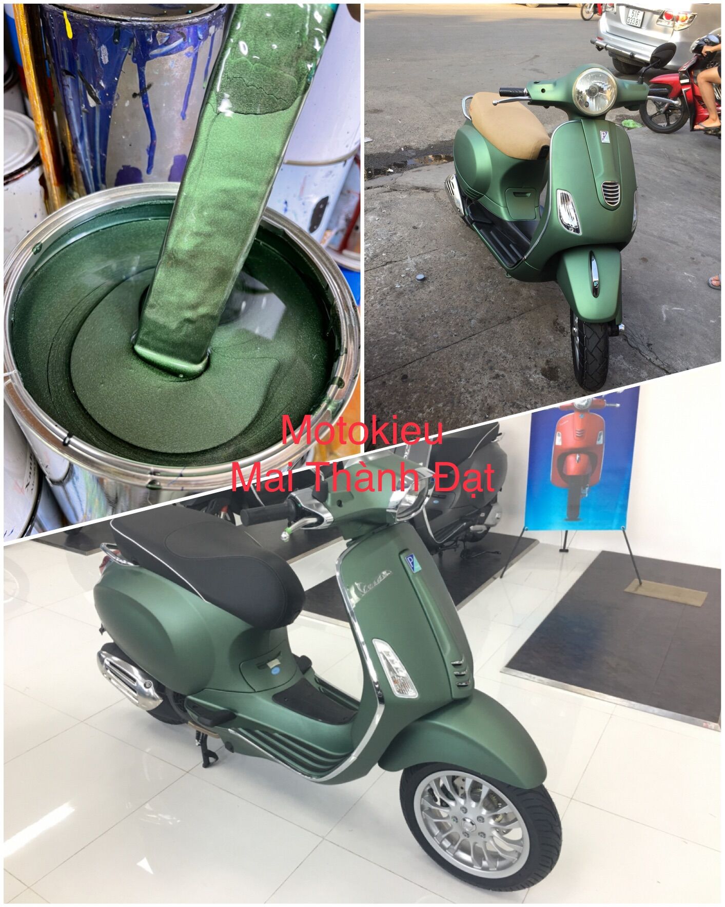 Sơn Màu Rêu mờ Vespa MotokieuMaiThànhĐạt