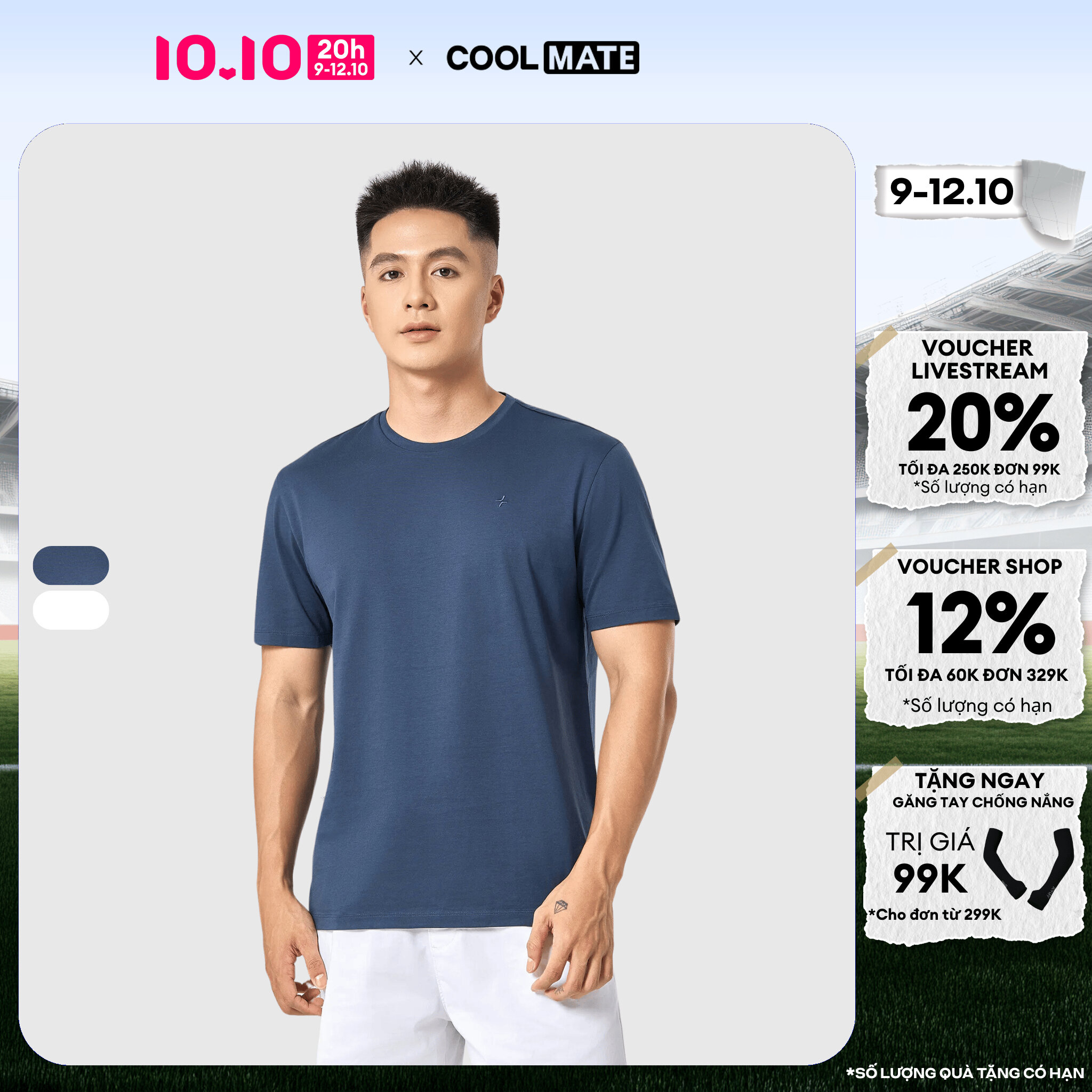 [CHỈ 20H 9-12.10 TẶNG QUÀ ĐƠN TỪ 299K][MỚI]Áo thun nam Premium Cotton thấm hút, siêu nhẹ, co giãn Coolmate