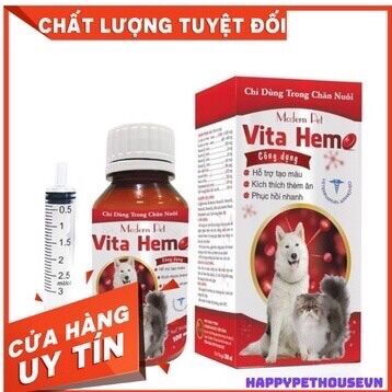 Siro giúp kí.ch thí.ch ăn và bổ sung chất tạo máu MODERN PET - VITA HEMO 100ml dùng cho thú cưng chó mèo